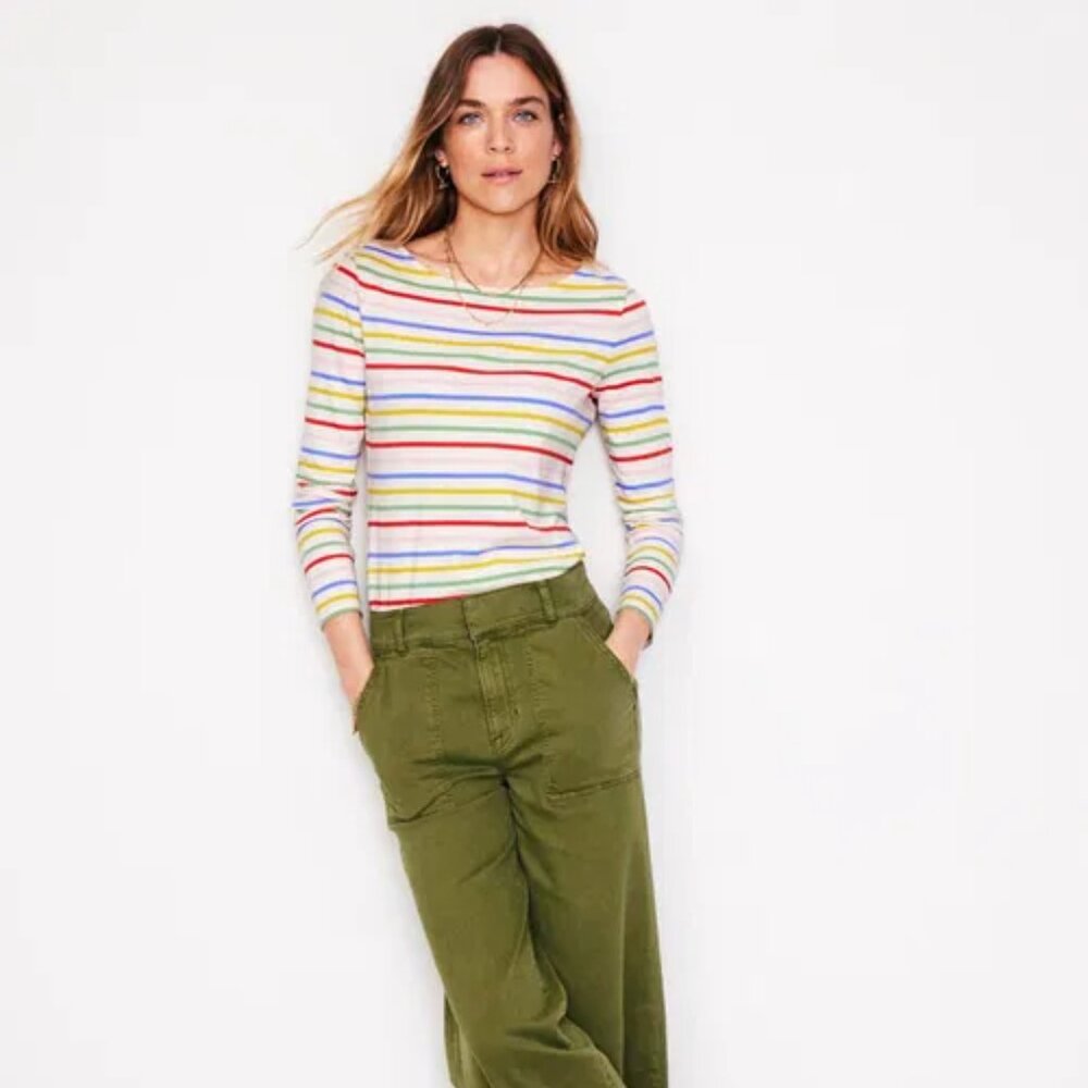 BODEN Colorful Striped Long Sleeve Top